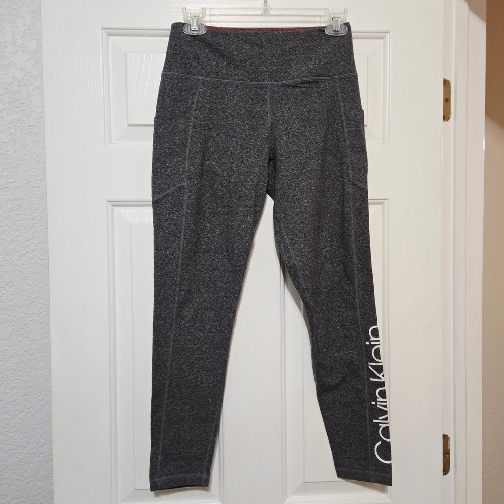 Calvin Klein Performance Gray Heathered Pocket Leggings Women's Size Med Stretch